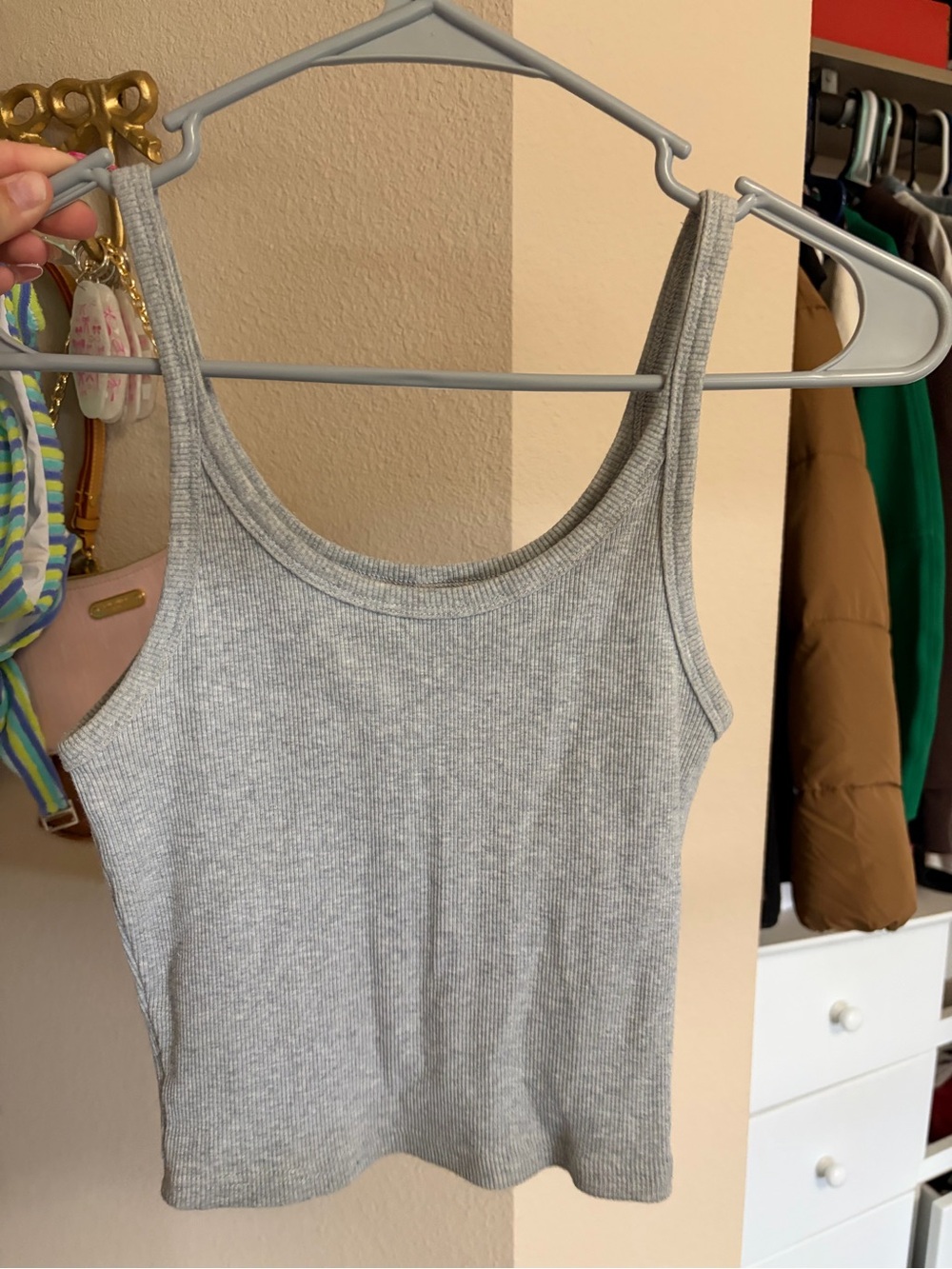Classic Grey Ribbed Tank Top - Women's Casual Layering Tee